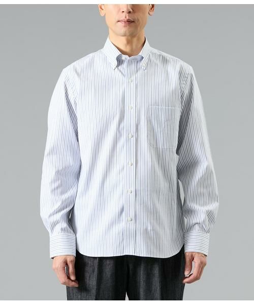 NEWYORKER / ニューヨーカー シャツ・ブラウス | NY FitEase オルタネイトストライプ 長袖ショートボタンダウンシャツ | 詳細1