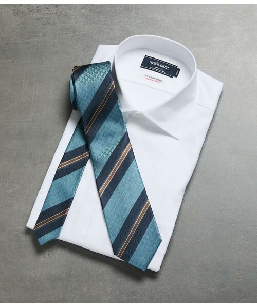 NEWYORKER / ニューヨーカー ネクタイ | Mantero ジオメトリックストライプ ネクタイ（サックス）