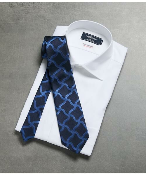 NEWYORKER / ニューヨーカー ネクタイ | Mantero ヘリンボーンモチーフチェック ネクタイ（ネイビー）