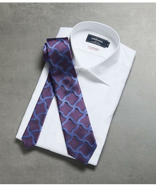 NEWYORKER / ニューヨーカー ネクタイ | Mantero ヘリンボーンモチーフチェック ネクタイ（パープル）
