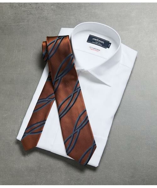 NEWYORKER / ニューヨーカー ネクタイ | ウェーブストライプ ネクタイ（オレンジ）