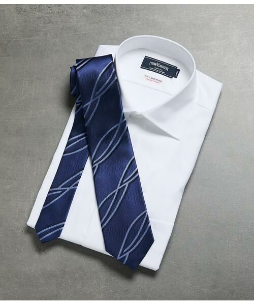 NEWYORKER / ニューヨーカー ネクタイ | ウェーブストライプ ネクタイ（ブルー）