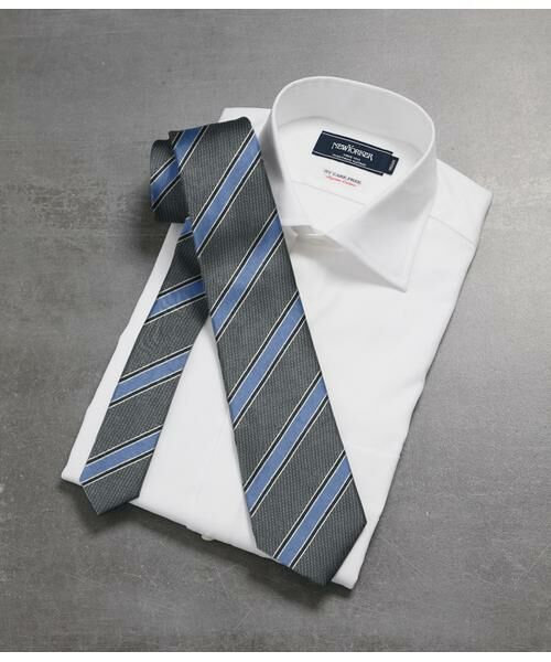 NEWYORKER / ニューヨーカー ネクタイ | バスケット ストライプ ネクタイ（グレー）