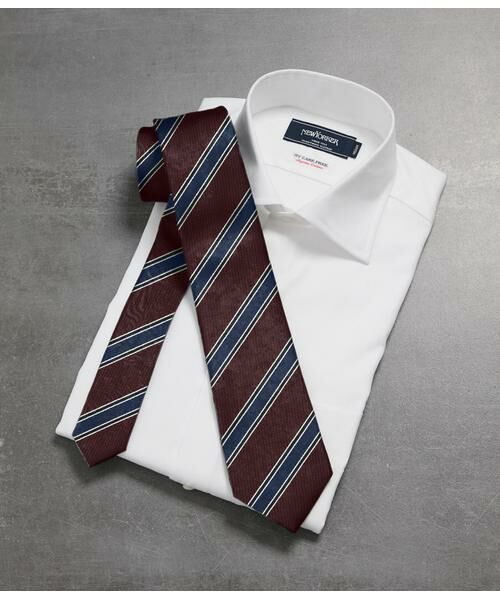 NEWYORKER / ニューヨーカー ネクタイ | バスケット ストライプ ネクタイ（ワイン）