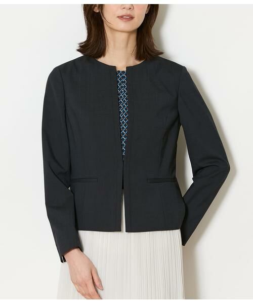 NEWYORKER / ニューヨーカー テーラードジャケット | ウールピンヘッド 1ホックノーカラージャケット | 詳細1
