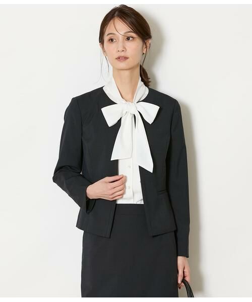 NEWYORKER / ニューヨーカー テーラードジャケット | ウールピンヘッド 1ホックノーカラージャケット | 詳細9