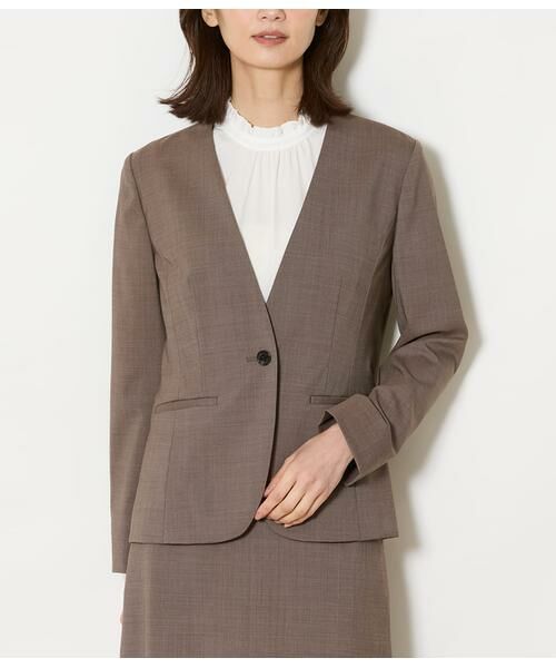 NEWYORKER / ニューヨーカー テーラードジャケット | ウールピンヘッド 1釦カラーレスジャケット | 詳細9