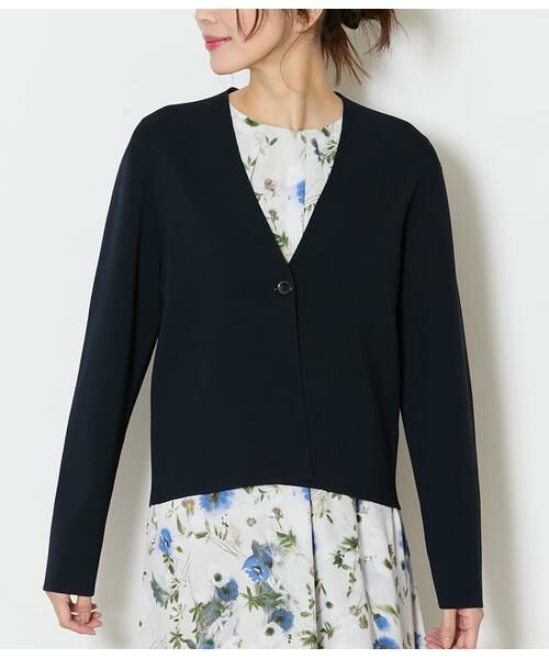 NEWYORKER / ニューヨーカー ニット・セーター | レーヨンナイロン総針 カラーレスニットジャケット | 詳細5