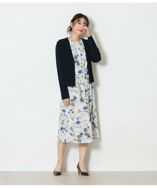 NEWYORKER / ニューヨーカー ニット・セーター | レーヨンナイロン総針 カラーレスニットジャケット | 詳細6