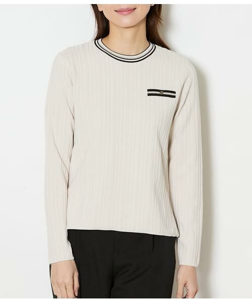 NEWYORKER / ニューヨーカー ニット・セーター | コットンポリエステル 配色クルーネックリブプルオーバー | 詳細1