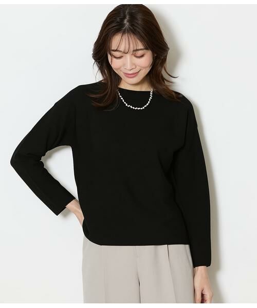 NEWYORKER / ニューヨーカー ニット・セーター | TCホールガーメント(R)  ボートネックニットプルオーバー（ブラック）