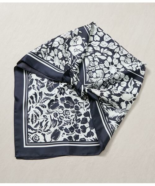 NEWYORKER / ニューヨーカー バンダナ・スカーフ | バイカラーフラワースカーフ（ブラック）