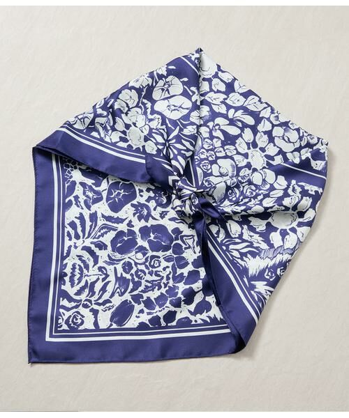 NEWYORKER / ニューヨーカー バンダナ・スカーフ | バイカラーフラワースカーフ（ブルー）