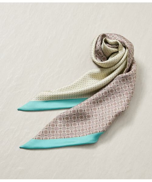 NEWYORKER / ニューヨーカー バンダナ・スカーフ | 小紋×ピンドット 剣先スカーフ（ベージュ）