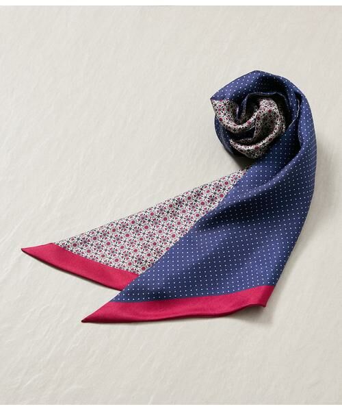 NEWYORKER / ニューヨーカー バンダナ・スカーフ | 小紋×ピンドット 剣先スカーフ（ネイビー）