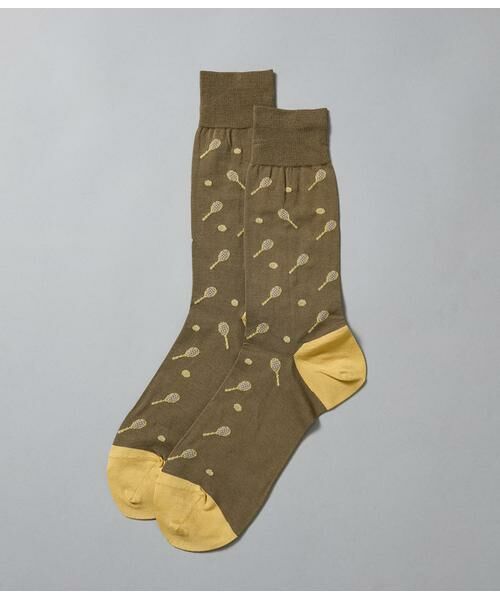 NEWYORKER / ニューヨーカー ソックス | ラケットモチーフ カジュアルソックス（カーキグリーン）