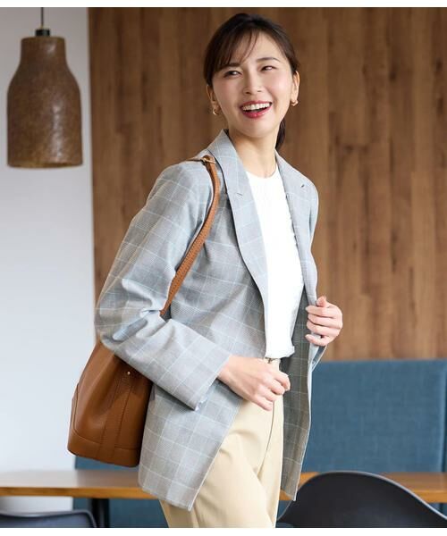 NEWYORKER / ニューヨーカー テーラードジャケット | 綿麻カラードグレンチェック ピークドラペルダブルジャケット | 詳細18