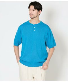 NEWYORKER / ニューヨーカー Tシャツ | ヘンリーネック ハーフスリーブニット