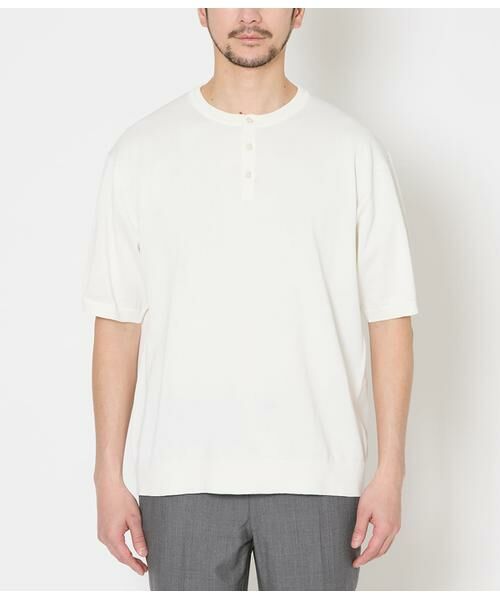 NEWYORKER / ニューヨーカー Tシャツ | ヘンリーネック ハーフスリーブニット | 詳細1