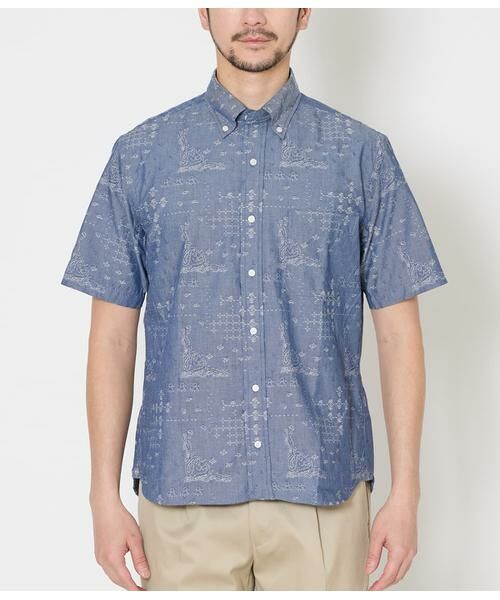 NEWYORKER / ニューヨーカー シャツ・ブラウス | ペイズリージャカード 半袖ショートボタンダウンシャツ | 詳細1