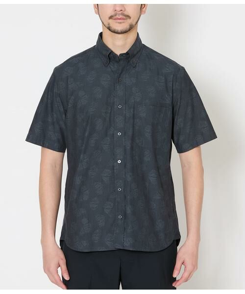 NEWYORKER / ニューヨーカー シャツ・ブラウス | バタフライジャカード 半袖ショートボタンダウンシャツ | 詳細1