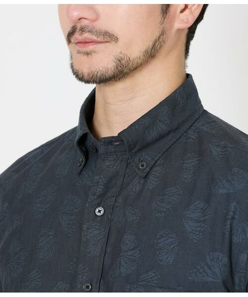 NEWYORKER / ニューヨーカー シャツ・ブラウス | バタフライジャカード 半袖ショートボタンダウンシャツ | 詳細3