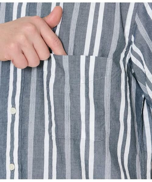 NEWYORKER / ニューヨーカー シャツ・ブラウス | ワイドストライプ サッカー 半袖ショートボタンダウンシャツ | 詳細4