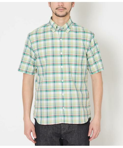 NEWYORKER / ニューヨーカー シャツ・ブラウス | マルチチェック サッカー 半袖ショートボタンダウンシャツ | 詳細1