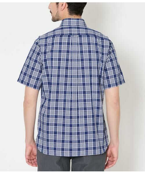 NEWYORKER / ニューヨーカー シャツ・ブラウス | ネイビーチェック サッカー 半袖ショートボタンダウンシャツ | 詳細2
