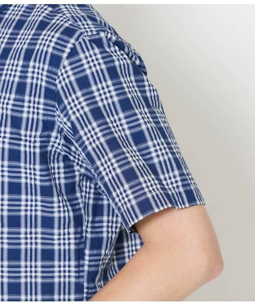 NEWYORKER / ニューヨーカー シャツ・ブラウス | ネイビーチェック サッカー 半袖ショートボタンダウンシャツ | 詳細5
