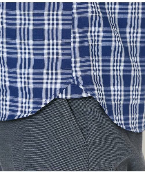 NEWYORKER / ニューヨーカー シャツ・ブラウス | ネイビーチェック サッカー 半袖ショートボタンダウンシャツ | 詳細6