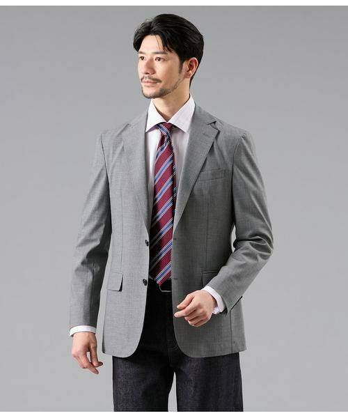 NEWYORKER / ニューヨーカー セットアップ | FLEX COMFORT 千鳥 ジャージー ジャケット(セットアップ対応)（ダークグレー）