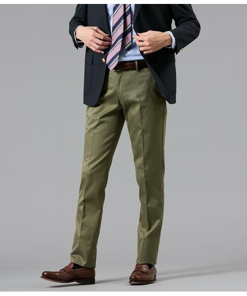 NEWYORKER / ニューヨーカー チノ・ワークパンツ | コットンチノ ノータックスリムパンツ（カーキグリーン）