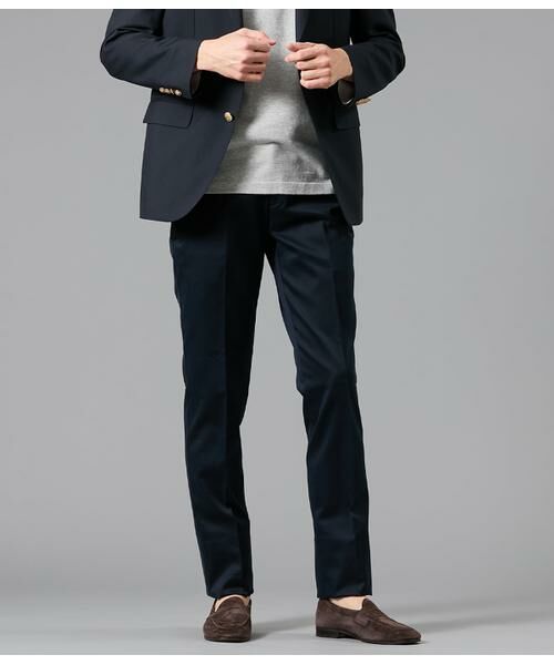 NEWYORKER / ニューヨーカー チノ・ワークパンツ | コットンチノ ノータックスリムパンツ（ネイビー）