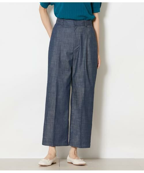 NEWYORKER / ニューヨーカー チノ・ワークパンツ | スラブシャンブレー タックワイドパンツ | 詳細1