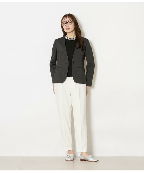 NEWYORKER / ニューヨーカー スラックス・ドレスパンツ | ストレッチツイル ワンタック1タックテーパードパンツ(ホワイト) | 詳細11