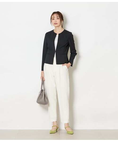 NEWYORKER / ニューヨーカー スラックス・ドレスパンツ | ストレッチツイル ワンタック1タックテーパードパンツ(ホワイト) | 詳細13