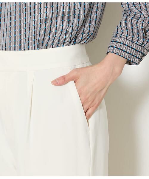 NEWYORKER / ニューヨーカー スラックス・ドレスパンツ | ストレッチツイル ワンタック1タックテーパードパンツ(ホワイト) | 詳細4