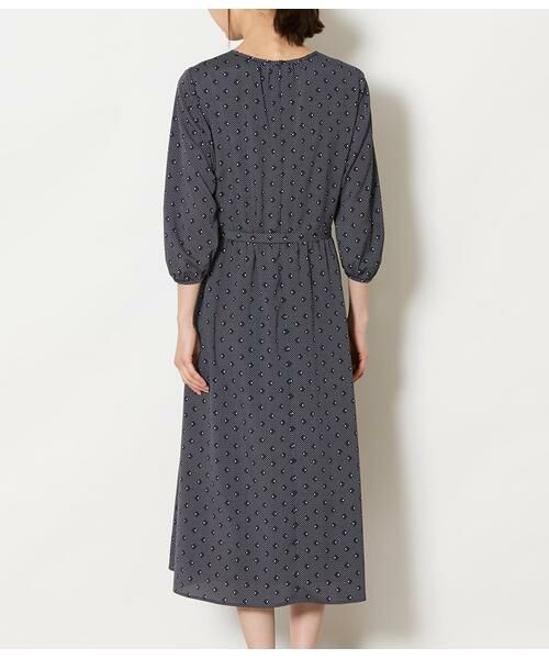 NEWYORKER / ニューヨーカー ミニ丈・ひざ丈ワンピース | ダイヤドットプリント ベルト付きギャザーワンピース | 詳細3