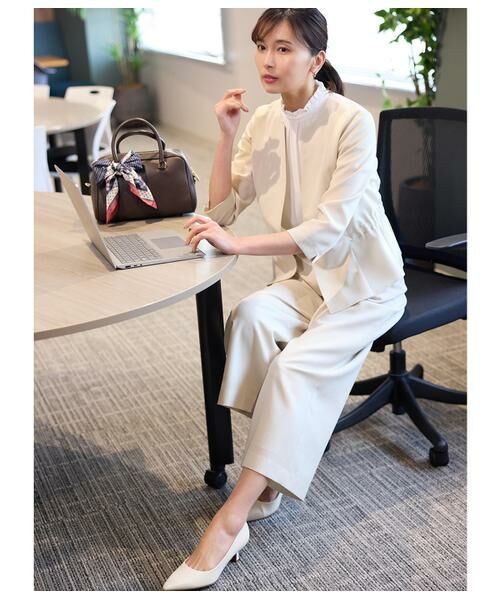 NEWYORKER / ニューヨーカー シャツ・ブラウス | ミニドットデシン スタンドフリル半袖ブラウス | 詳細17