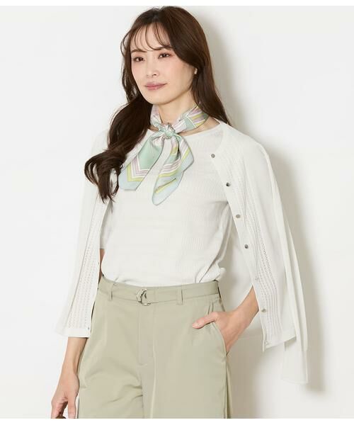 NEWYORKER / ニューヨーカー カーディガン・ボレロ | セルロースポリエステル天竺 メタルボタンクルーネックカーディガン（ライトグレー）