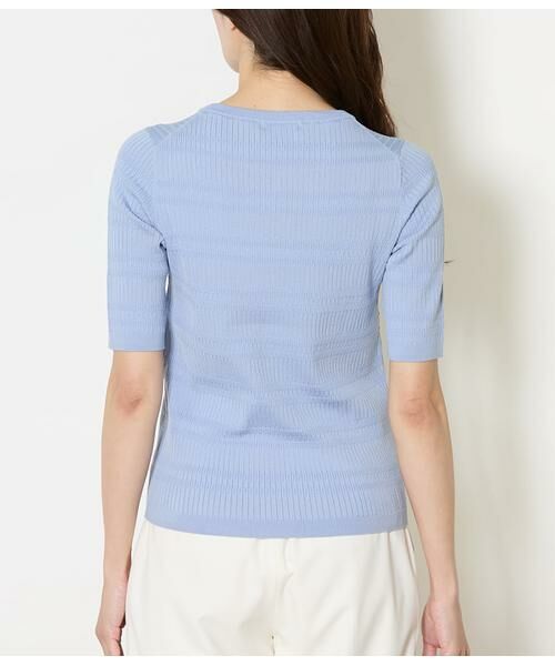 NEWYORKER / ニューヨーカー ニット・セーター | セルロースポリエステル リブクルーネック5分袖プルオーバー | 詳細2