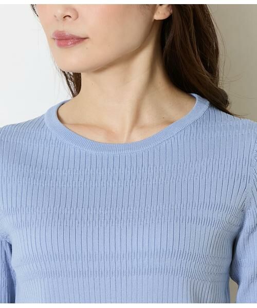 NEWYORKER / ニューヨーカー ニット・セーター | セルロースポリエステル リブクルーネック5分袖プルオーバー | 詳細3