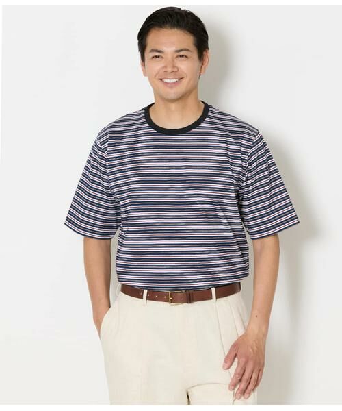 NEWYORKER / ニューヨーカー Tシャツ | COOL COMFORT ニューヨーカーボーダー 半袖Tシャツ（ネイビー）