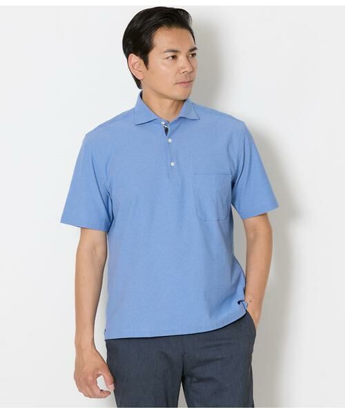 NEWYORKER / ニューヨーカー ポロシャツ | I cotoni di Albini 半袖カッタウェイカラーポロシャツ（サックス）