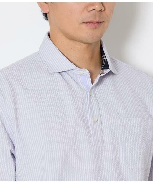 NEWYORKER / ニューヨーカー ポロシャツ | COOL COMFORT サッカーストライプ カッタウェイカラーポロシャツ | 詳細3