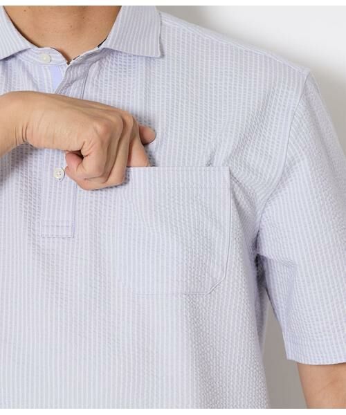 NEWYORKER / ニューヨーカー ポロシャツ | COOL COMFORT サッカーストライプ カッタウェイカラーポロシャツ | 詳細4