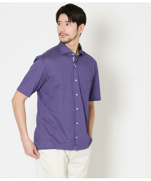 NEWYORKER / ニューヨーカー ポロシャツ | ドビージャカード 前開きカッタウェイポロシャツ（パープル）