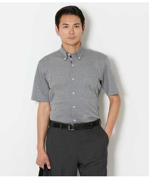 NEWYORKER / ニューヨーカー ポロシャツ | COOL COMFORT エイトロック鹿の子 前開きボタンダウンポロシャツ（ホワイト/ブラック）