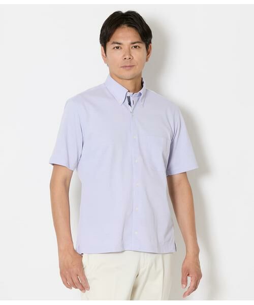 NEWYORKER / ニューヨーカー ポロシャツ | COOL COMFORT エイトロック鹿の子 前開きボタンダウンポロシャツ（ラベンダー）